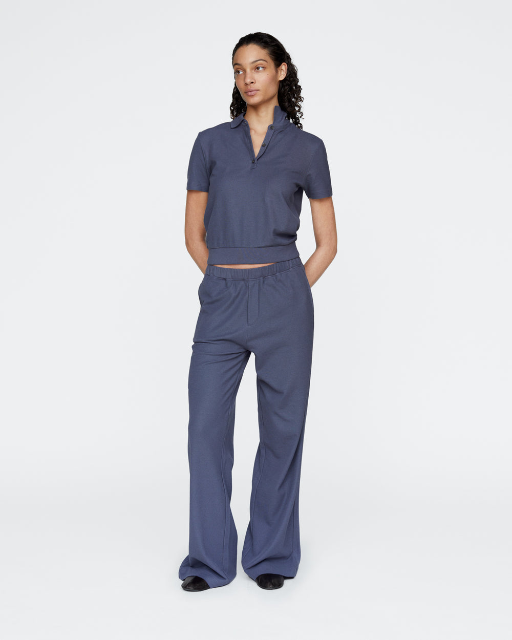 Pima Cotton Pique Short Sleeve Polo - Dusk Blue
