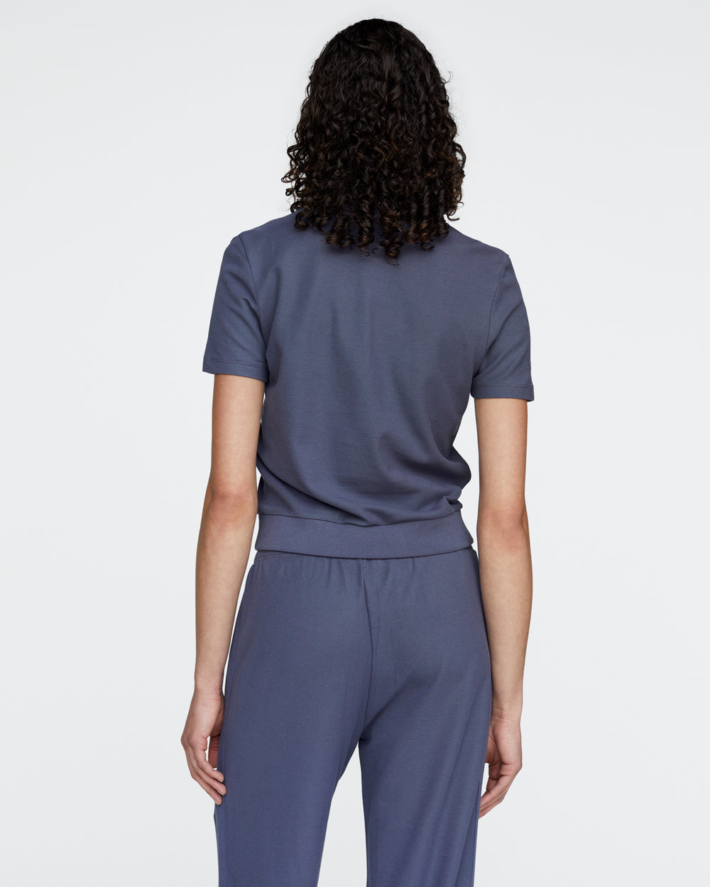 Pima Cotton Pique Wide Leg Sweatpants - Dusk Blue