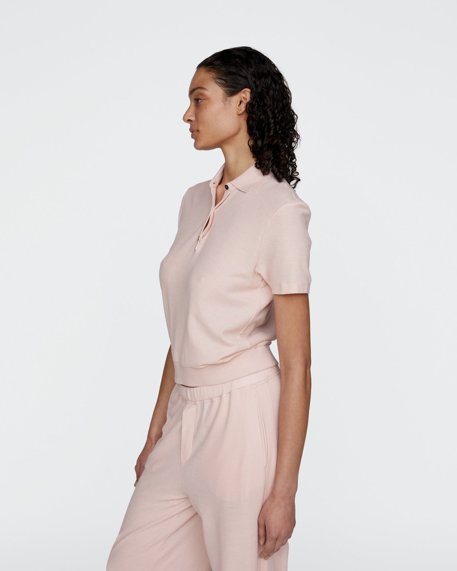 Pima Cotton Pique Short Sleeve Polo - Faded Rose