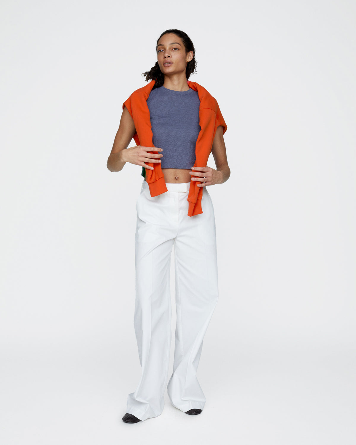 Slub Jersey Cropped Tee - Dusk Blue