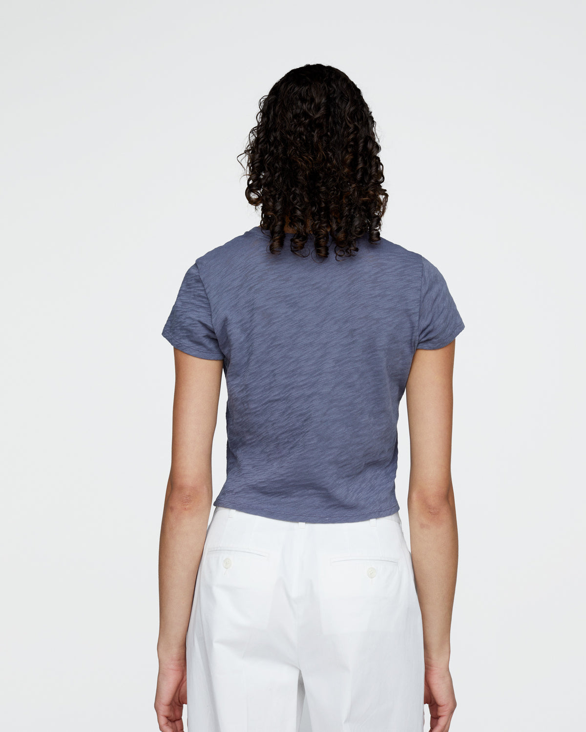 Slub Jersey Cropped Tee - Dusk Blue