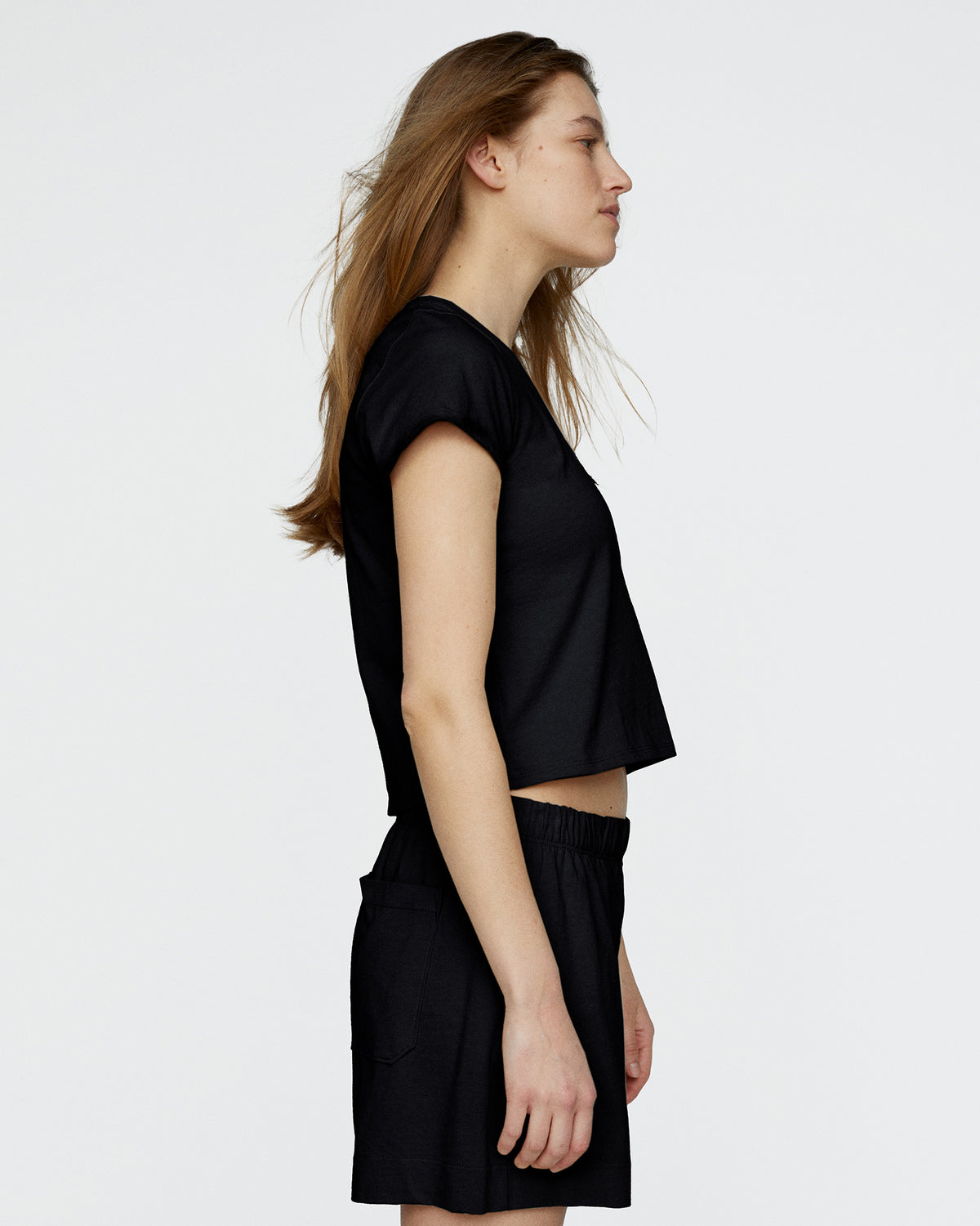 Heavyweight Jersey Cropped Tee - Black