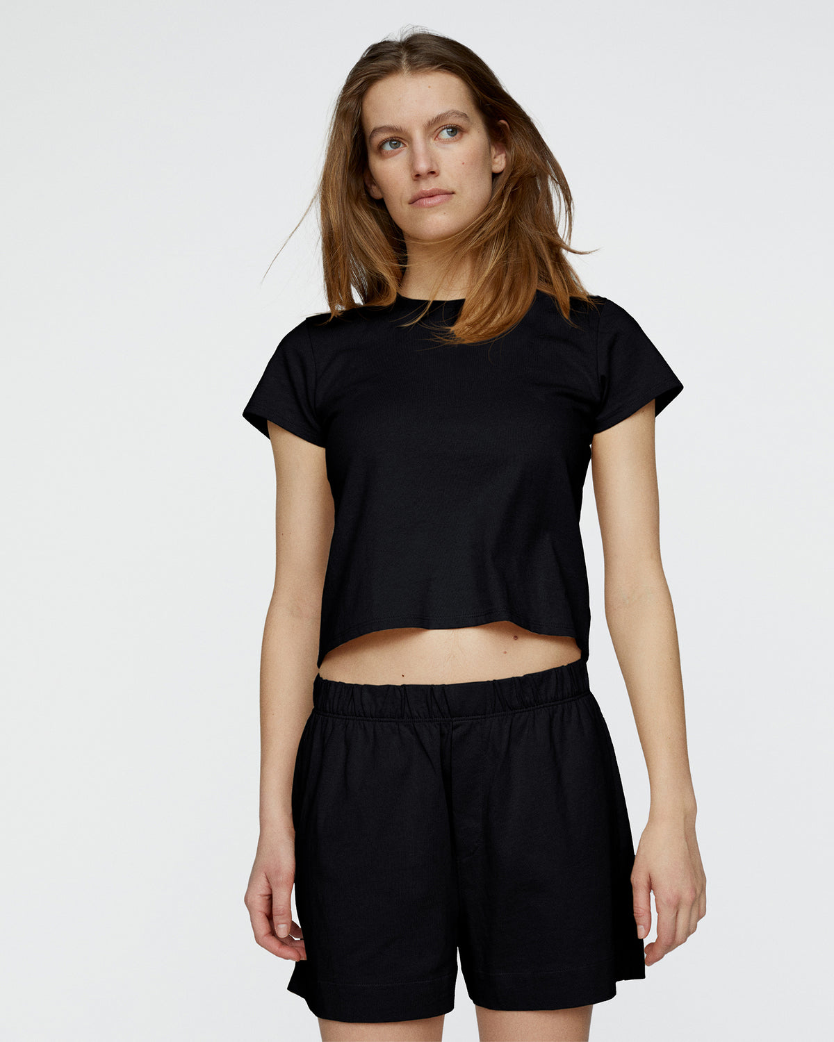 Heavyweight Jersey Cropped Tee - Black