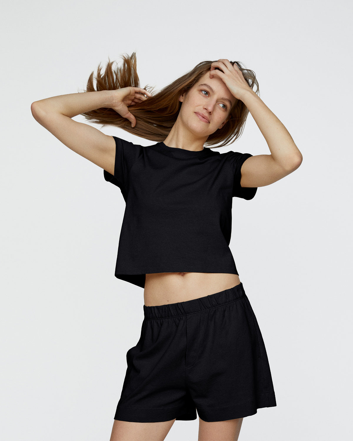 Heavyweight Jersey Cropped Tee - Black