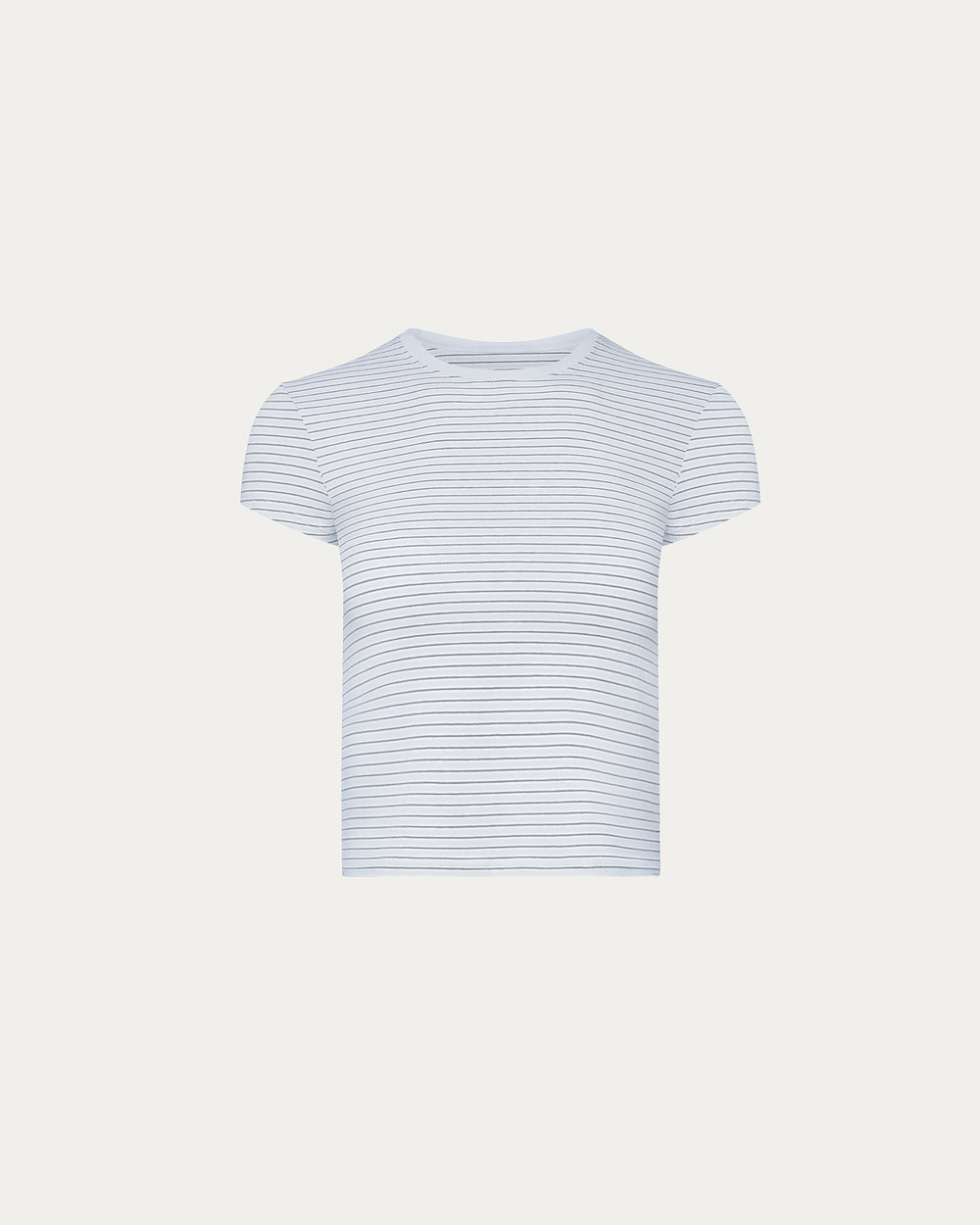 Striped Stretch Cotton Cropped Baby Tee - Cool Water Multi