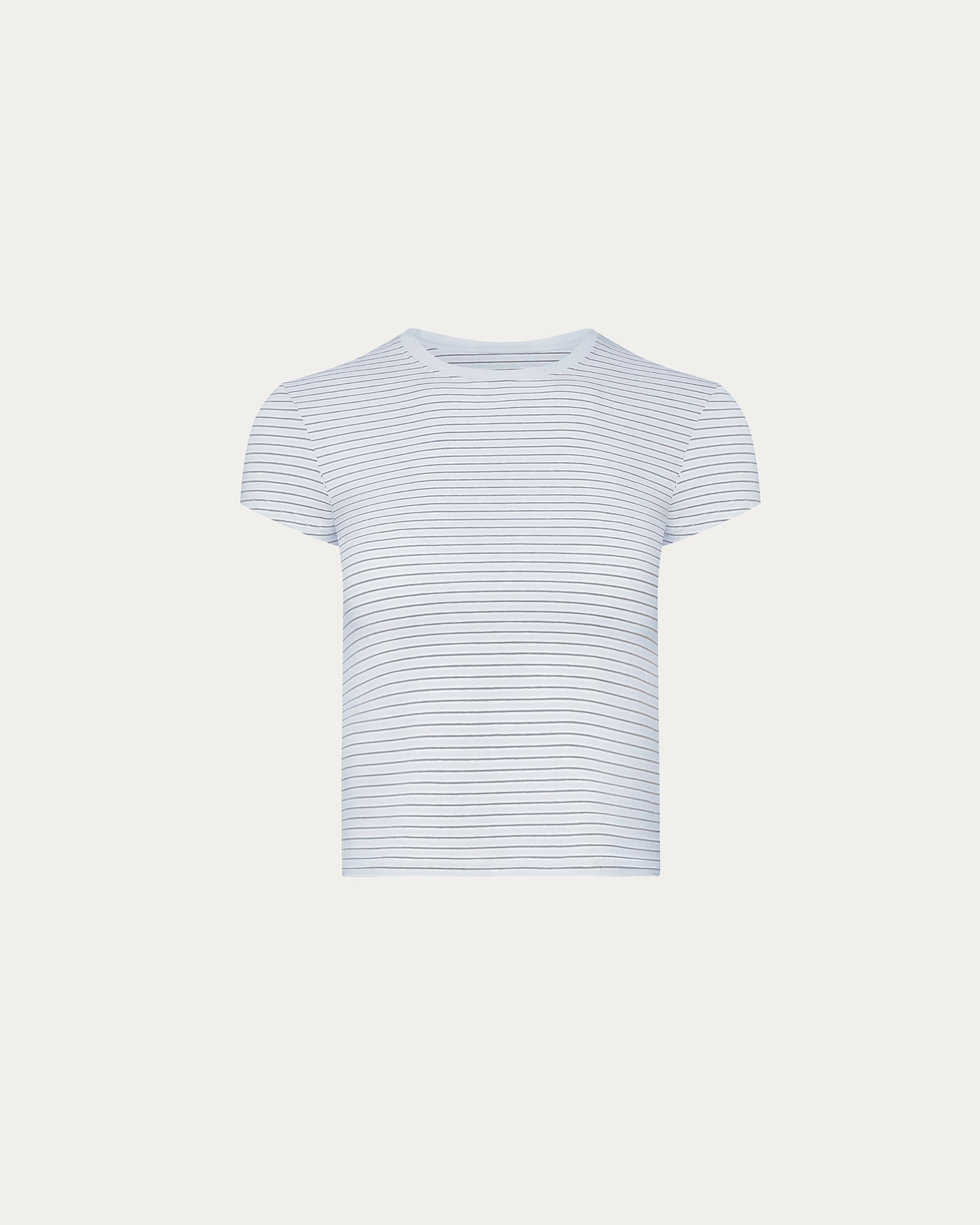Striped Stretch Cotton Cropped Baby Tee - Cool Water Multi