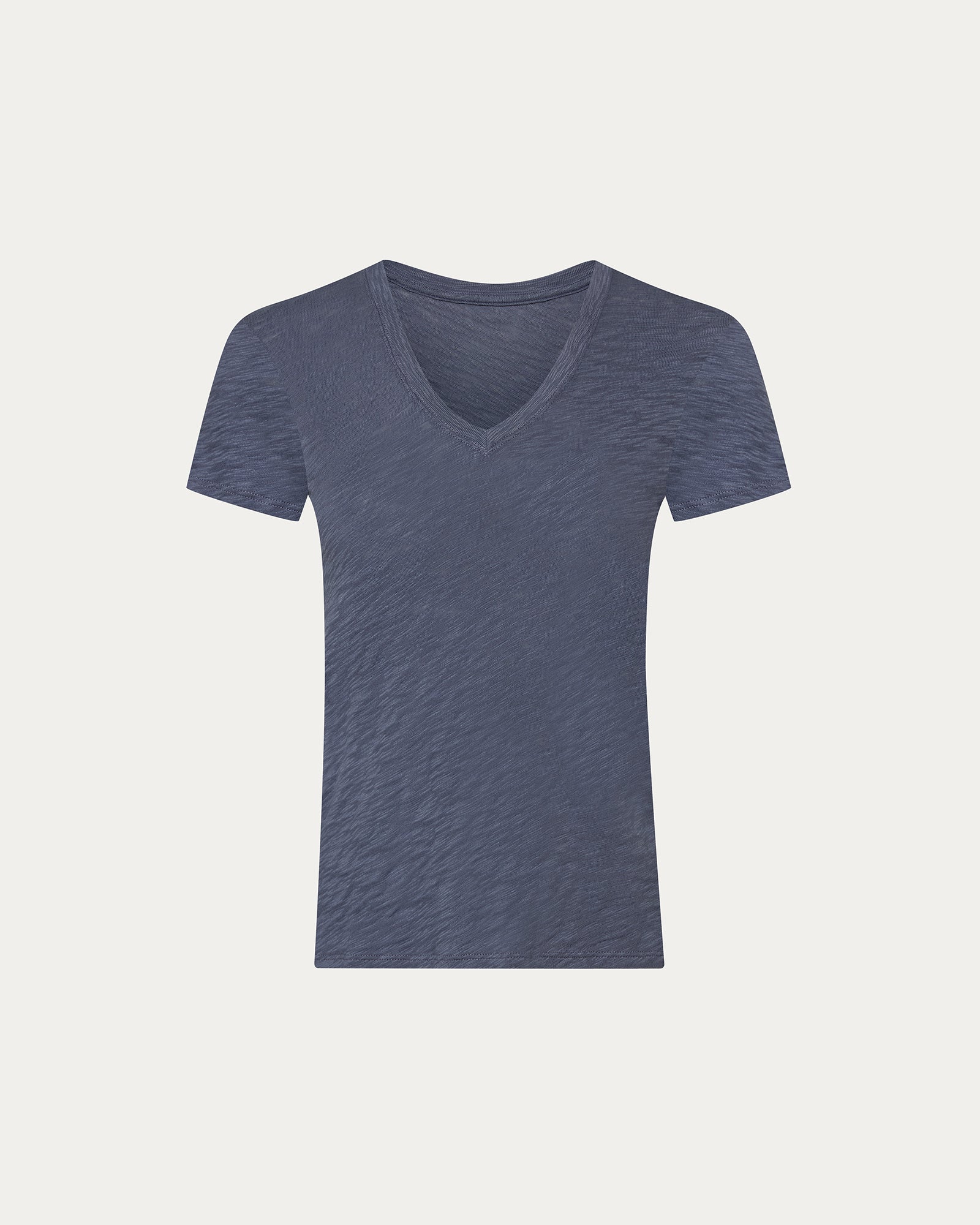 Slub Jersey Schoolboy V-Neck Tee - Dusk Blue