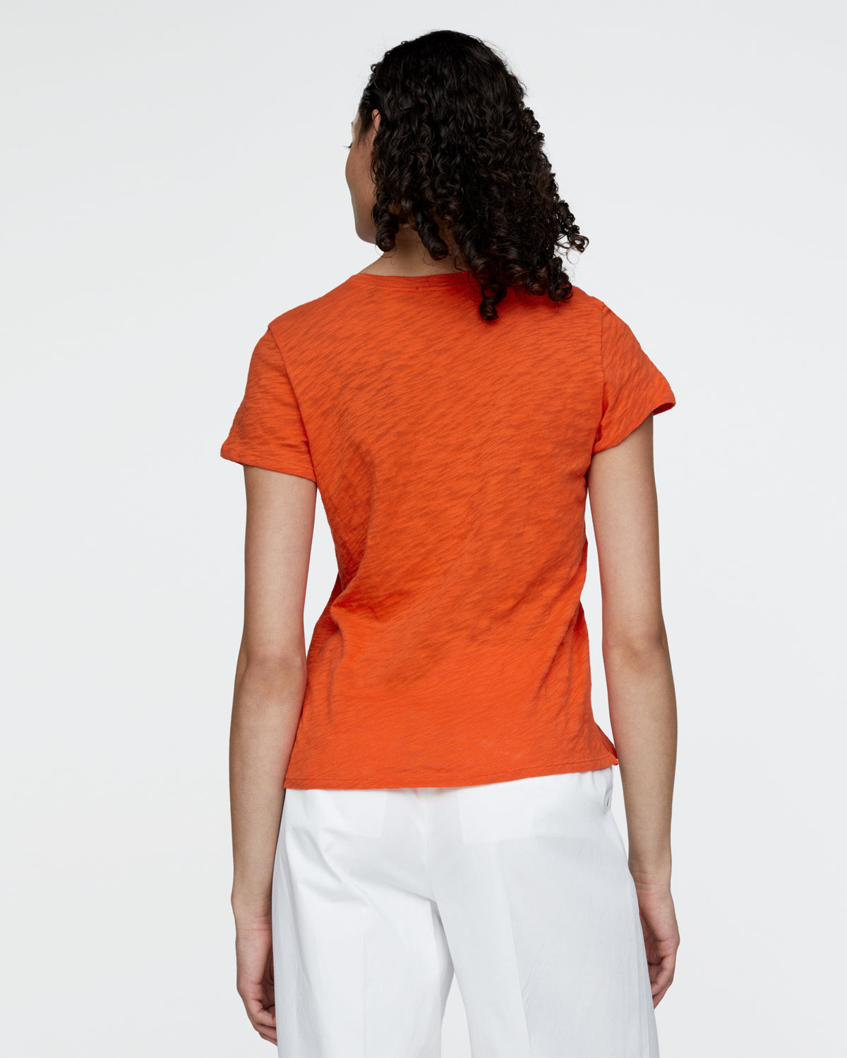 Slub Jersey Schoolboy V-Neck Tee - Tomato