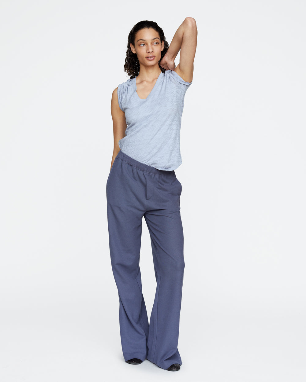 Slub Jersey Classic V-Neck Tee - Cool Water