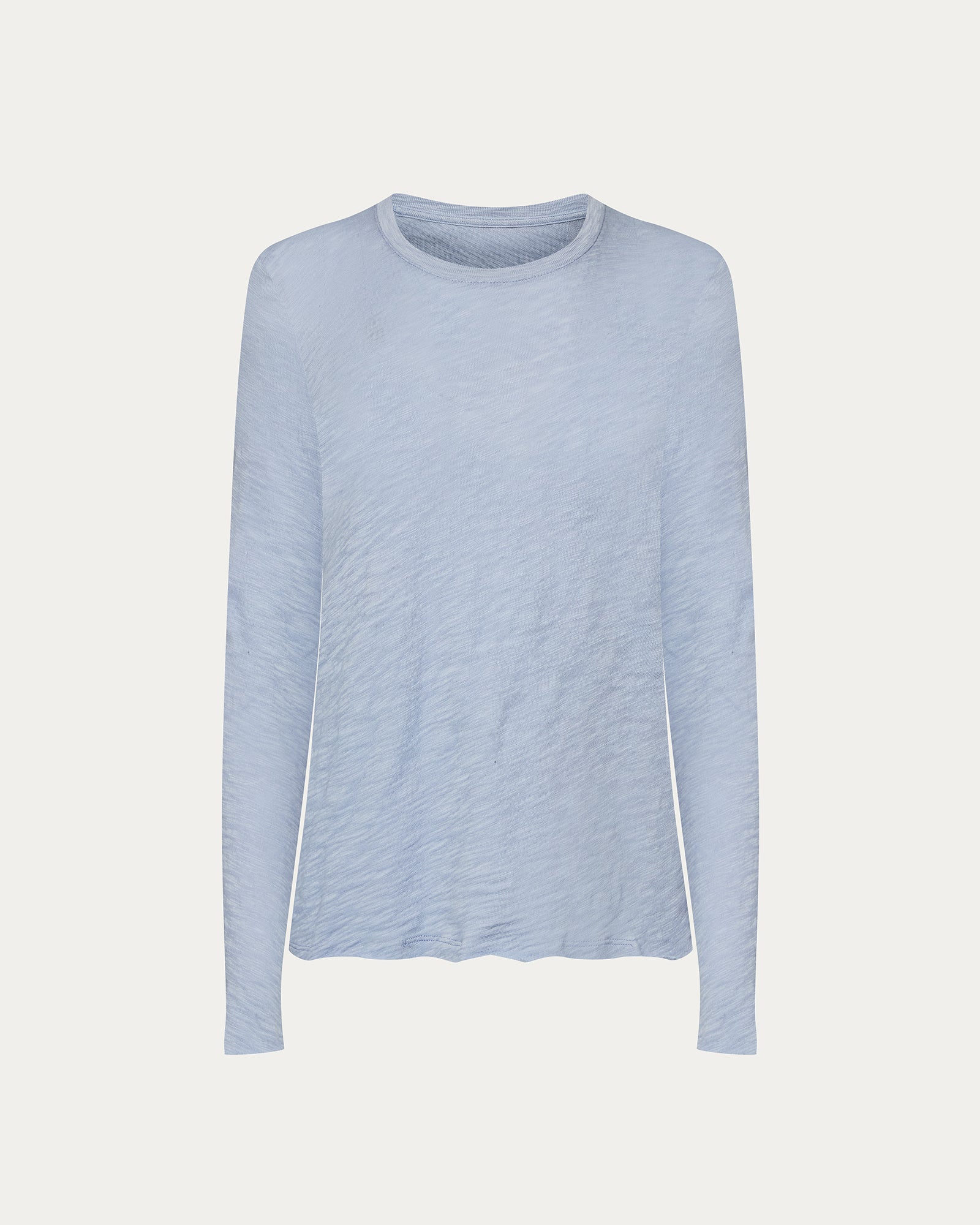 Slub Jersey Long Sleeve Destroyed Wash Tee - Cool Water