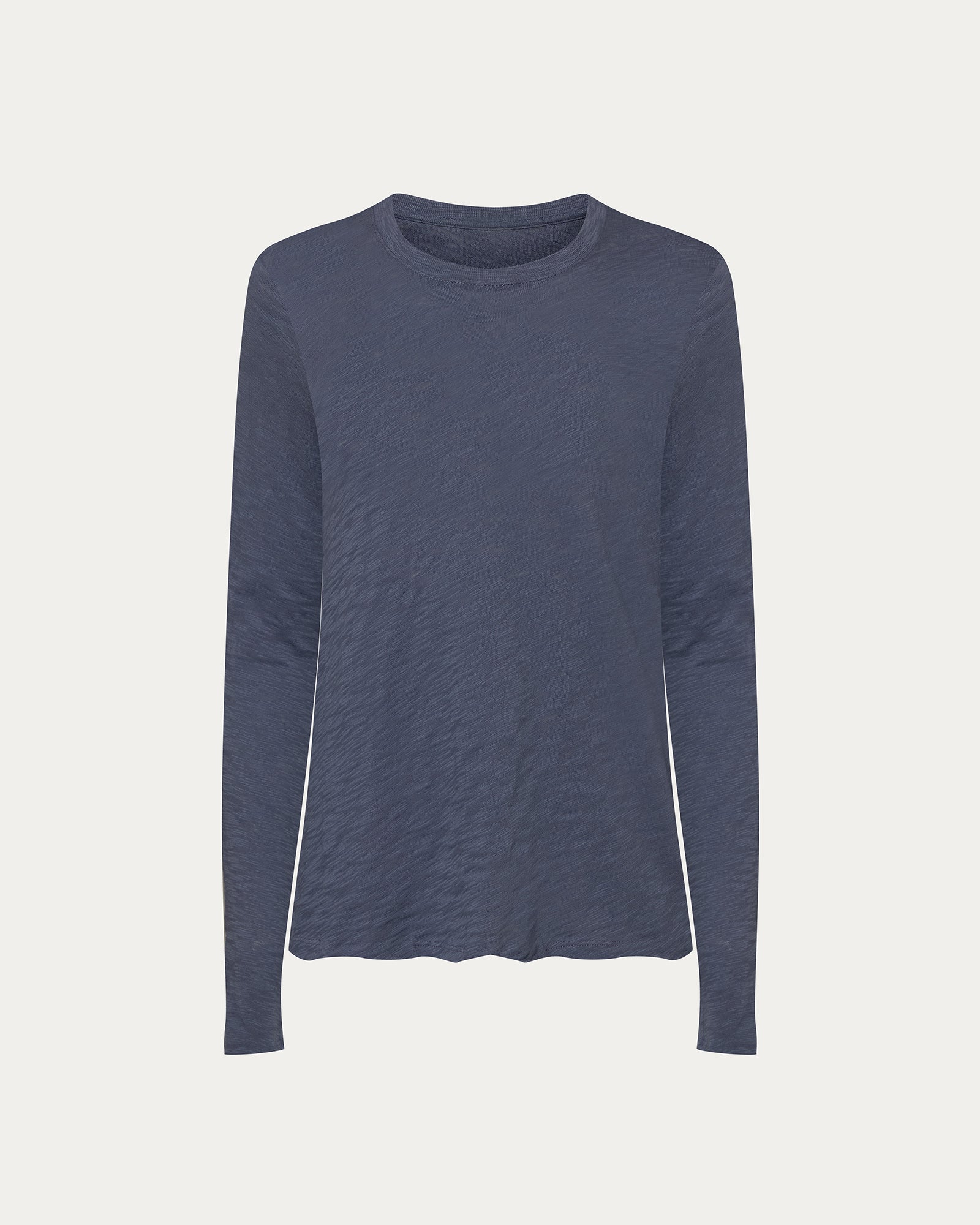 Slub Jersey Long Sleeve Destroyed Wash Tee - Dusk Blue