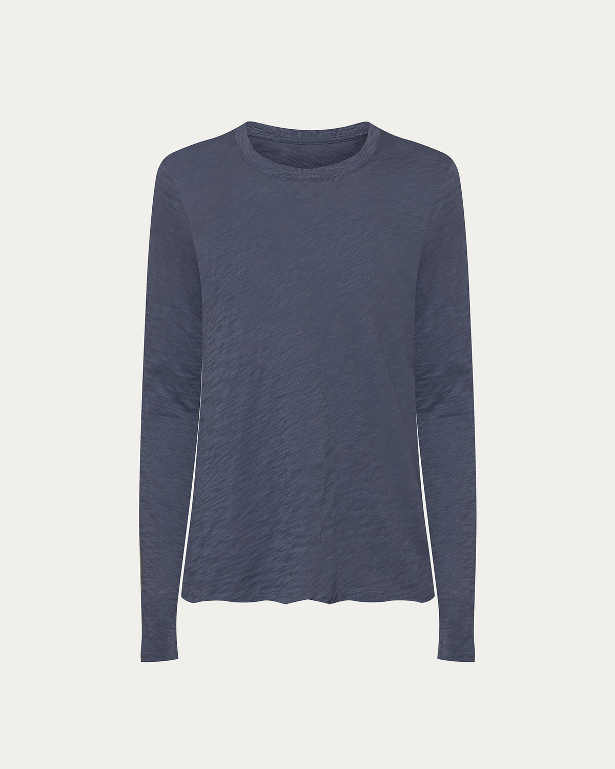 Slub Jersey Long Sleeve Destroyed Wash Tee - Dusk Blue