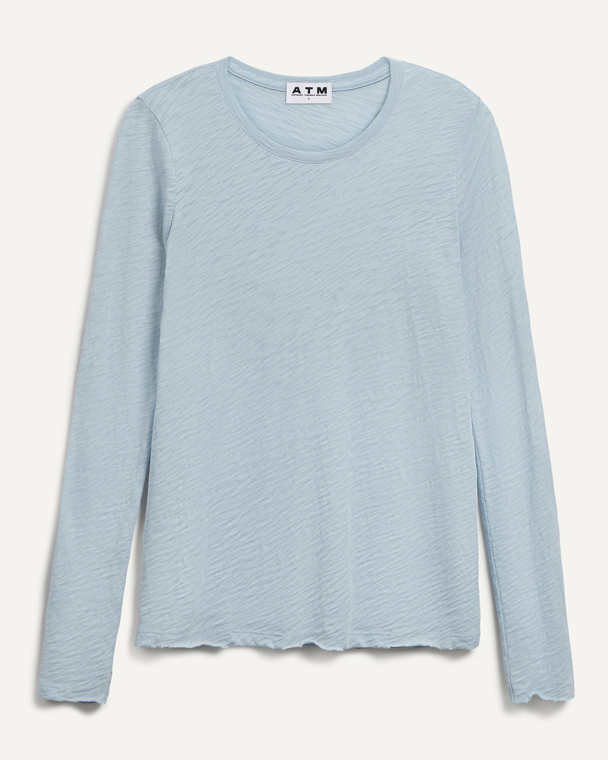 Slub Jersey Long Sleeve Destroyed Wash Tee - Pale Blue