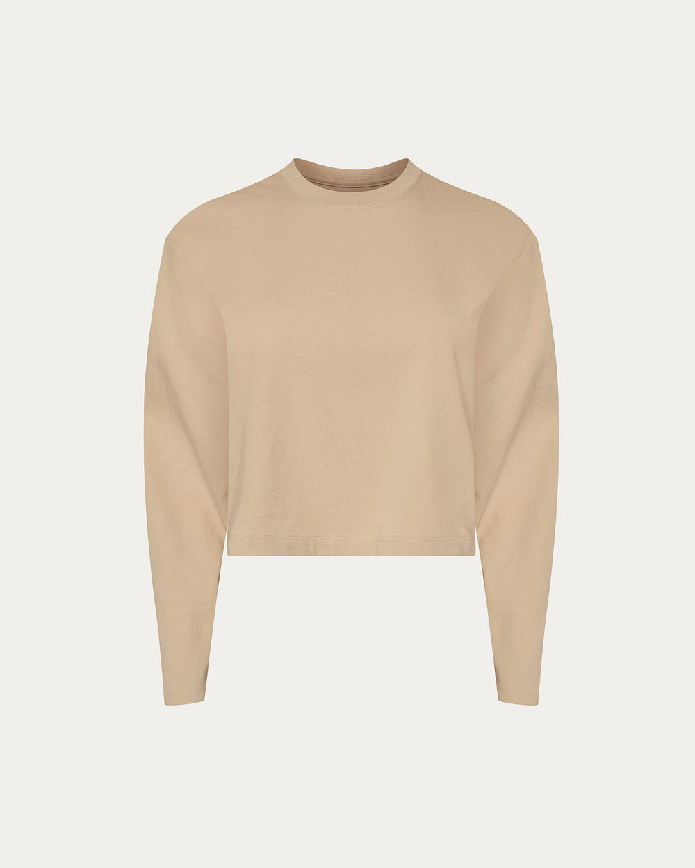 Heavyweight Jersey Long Sleeve Cropped Boxy Tee - Macadamia