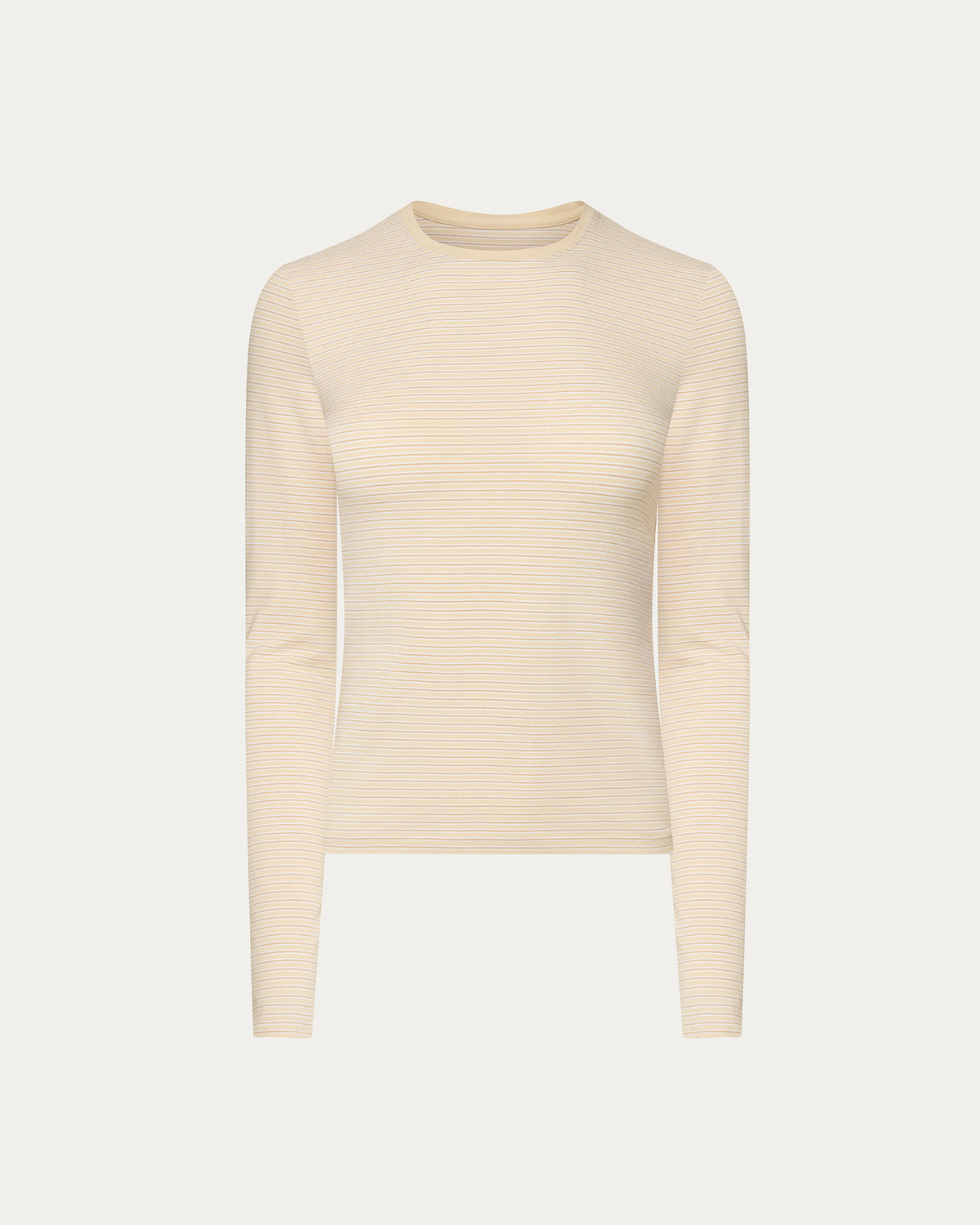 Striped Stretch Cotton Long Sleeve Baby Tee - Macadamia Multi