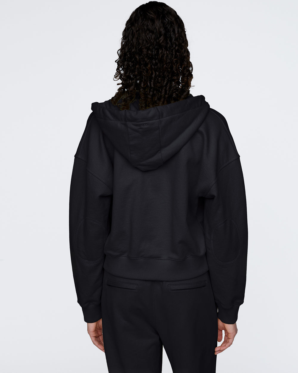 French Terry Zip-Up Hoodie - Black