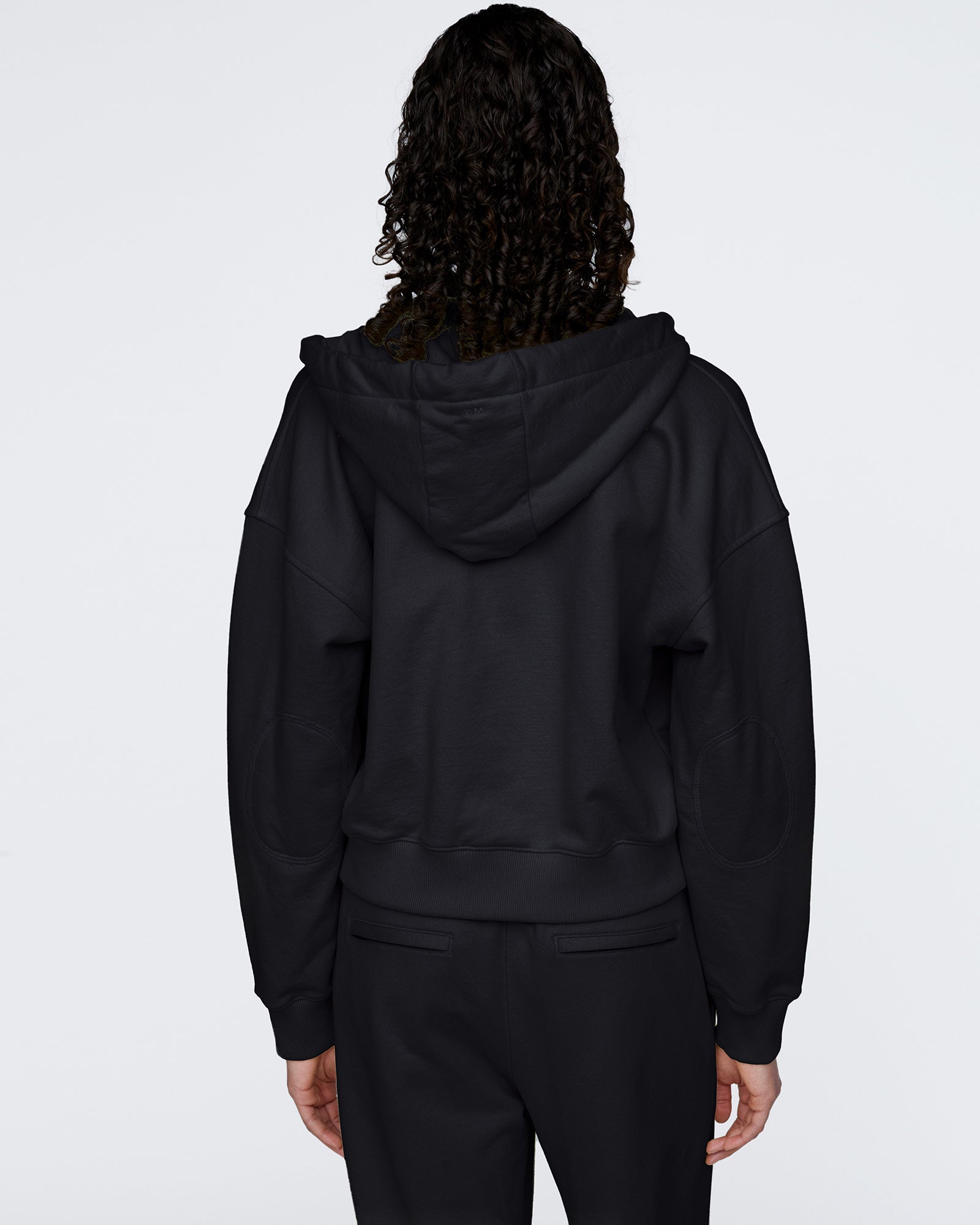 French Terry Zip-Up Hoodie - Black