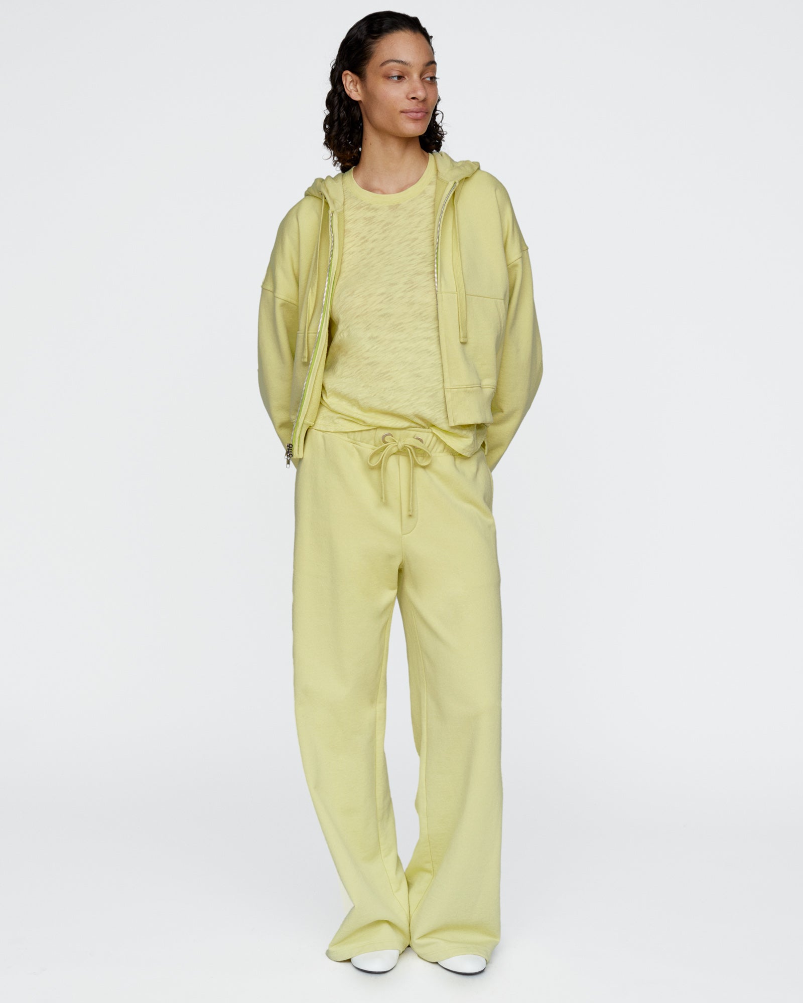 French Terry Zip-Up Hoodie - Mellow Yellow