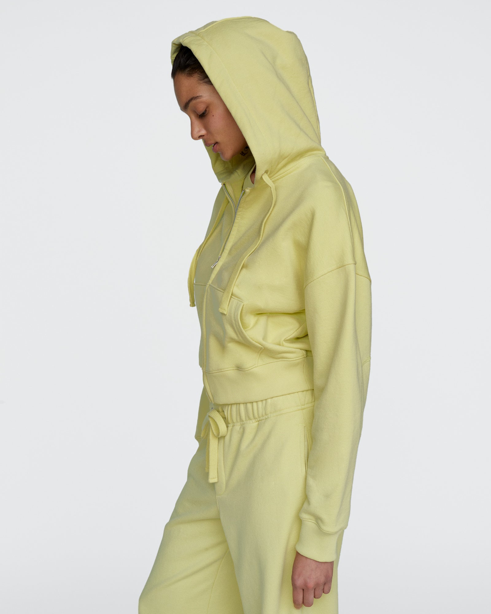 French Terry Zip-Up Hoodie - Mellow Yellow
