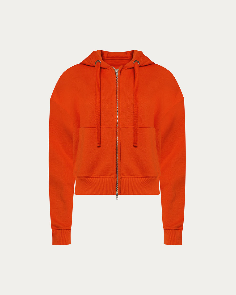 French Terry Zip-Up Hoodie - Tomato