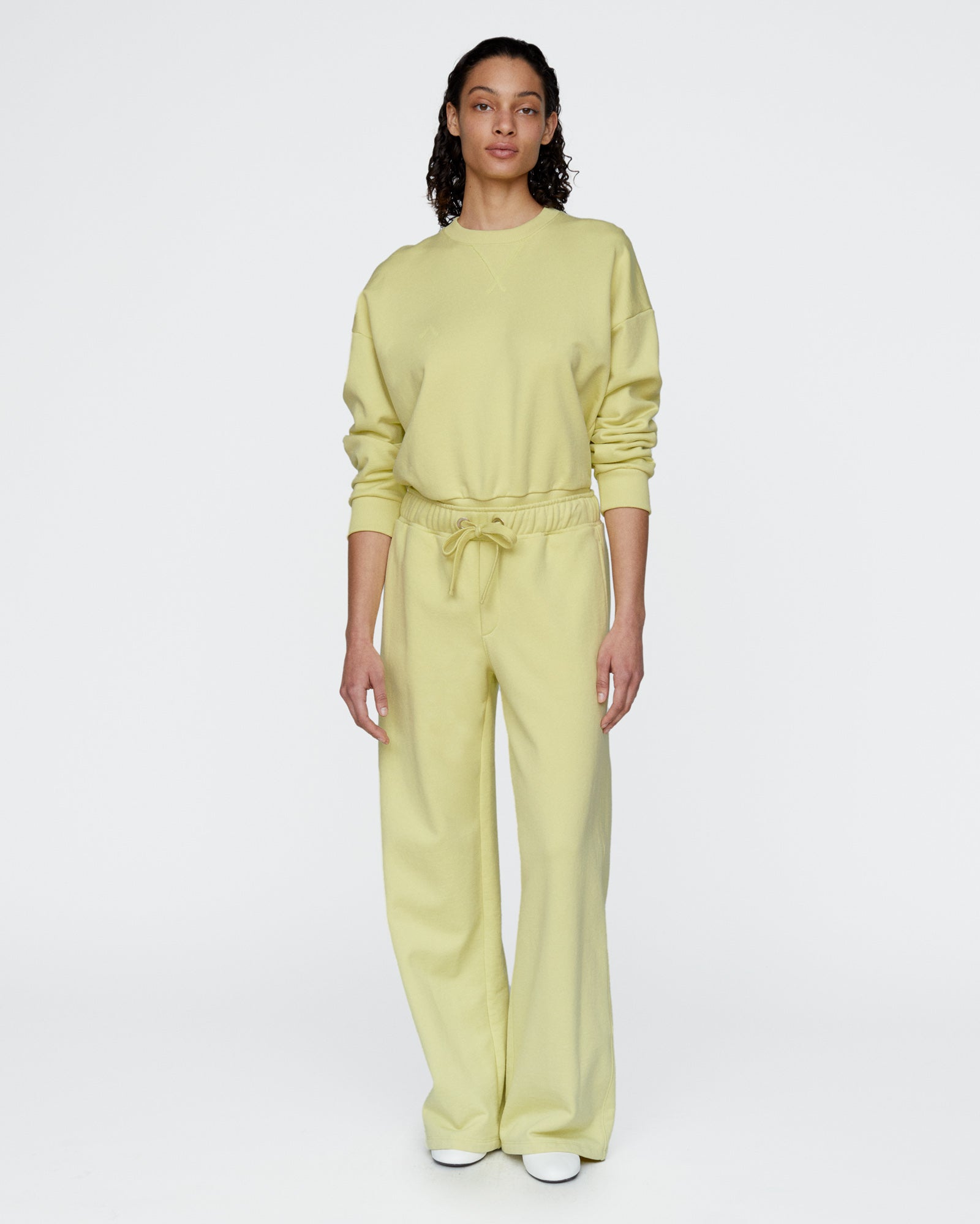 French Terry Cheer Crew Neck Sweatshirt - Mellow Yellow