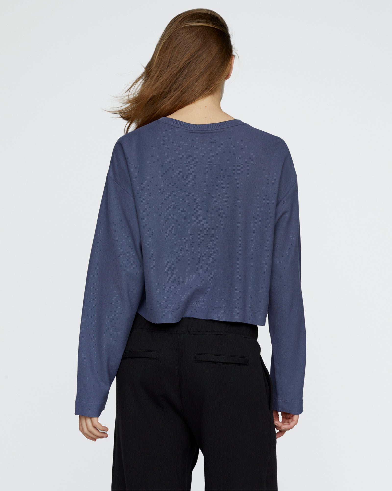 Pima Cotton Pique Cropped Boxy Tee - Dusk Blue – ATM Anthony