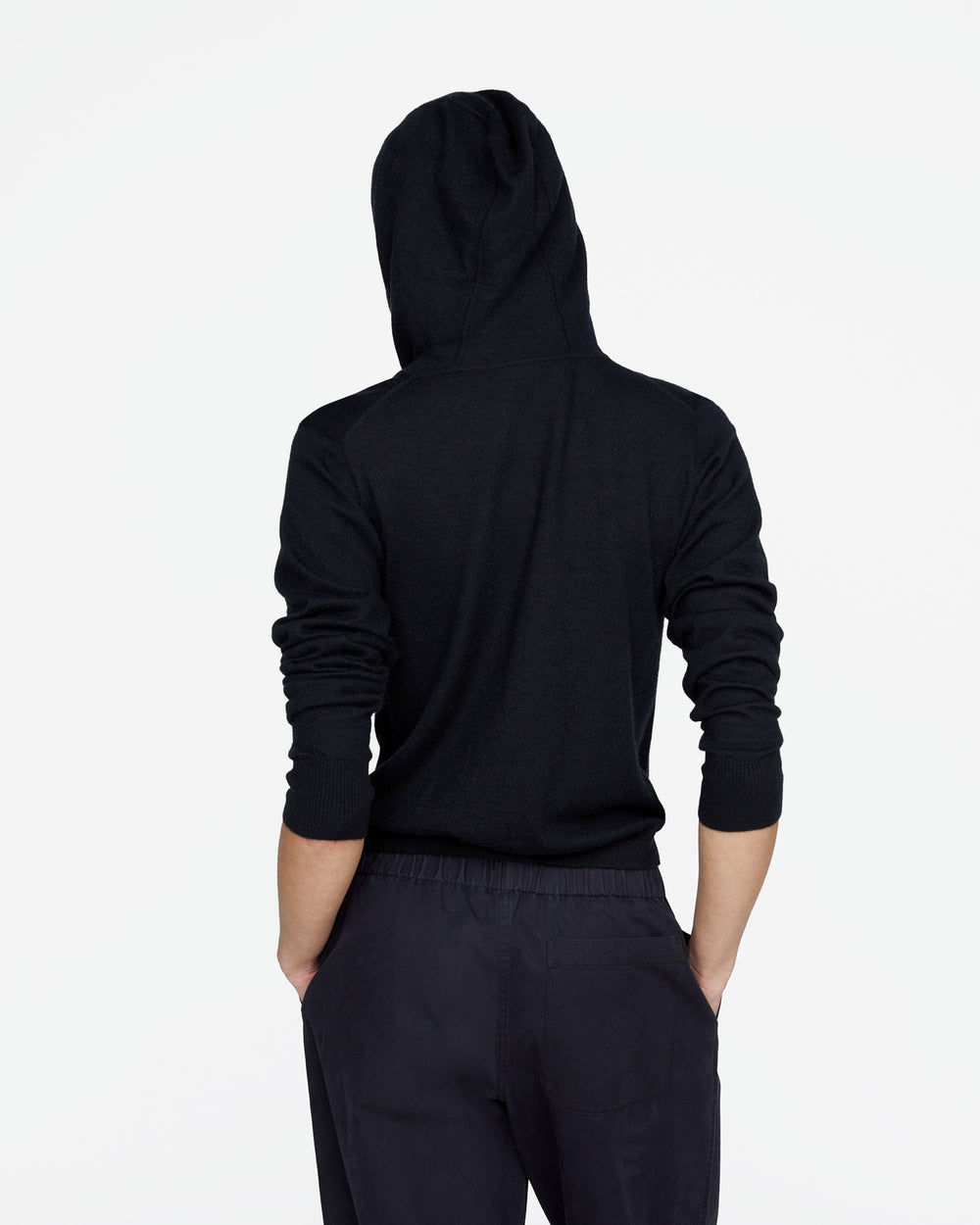 Cashmere Zip-Up Hoodie - Black