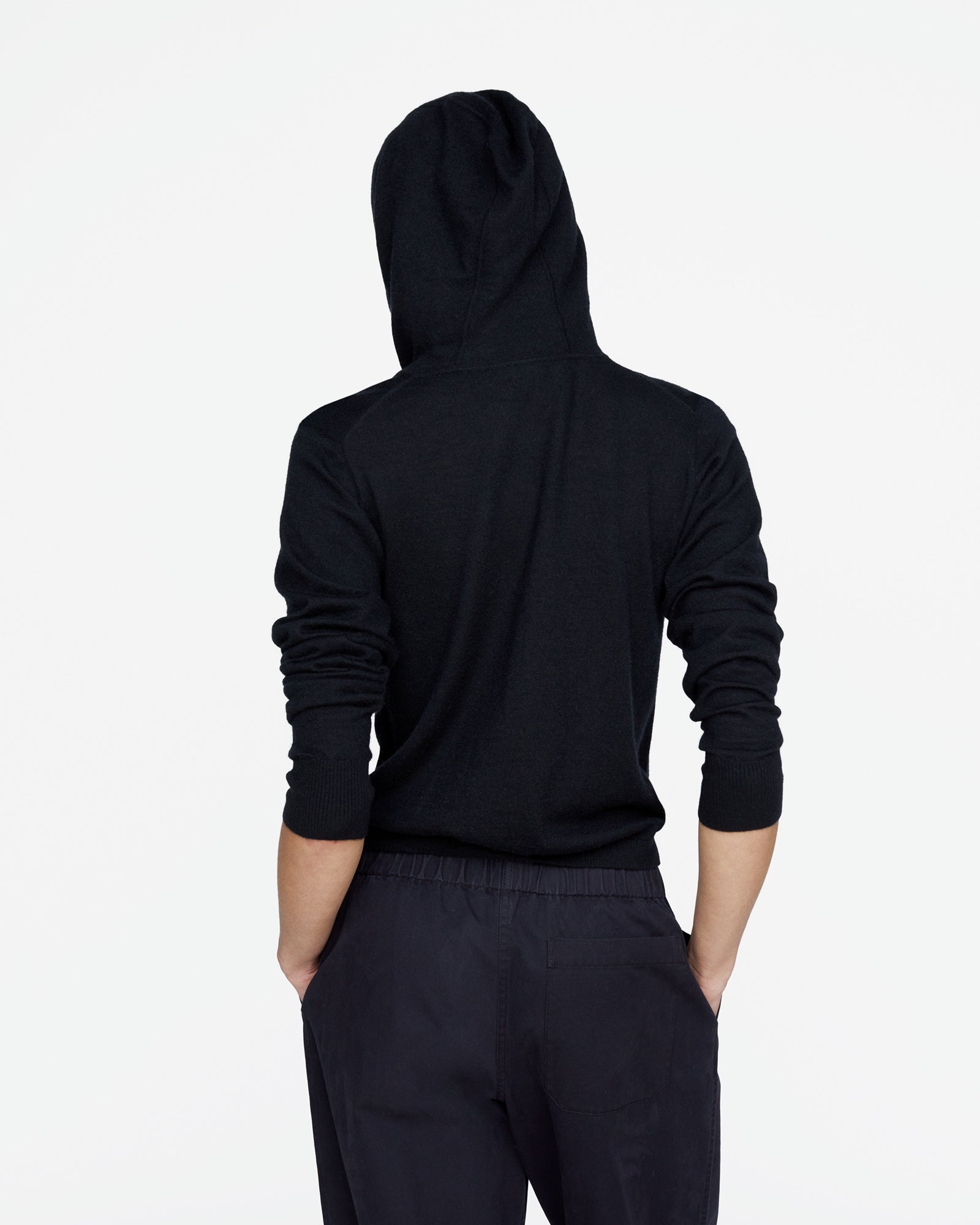 Cashmere Zip-Up Hoodie - Black