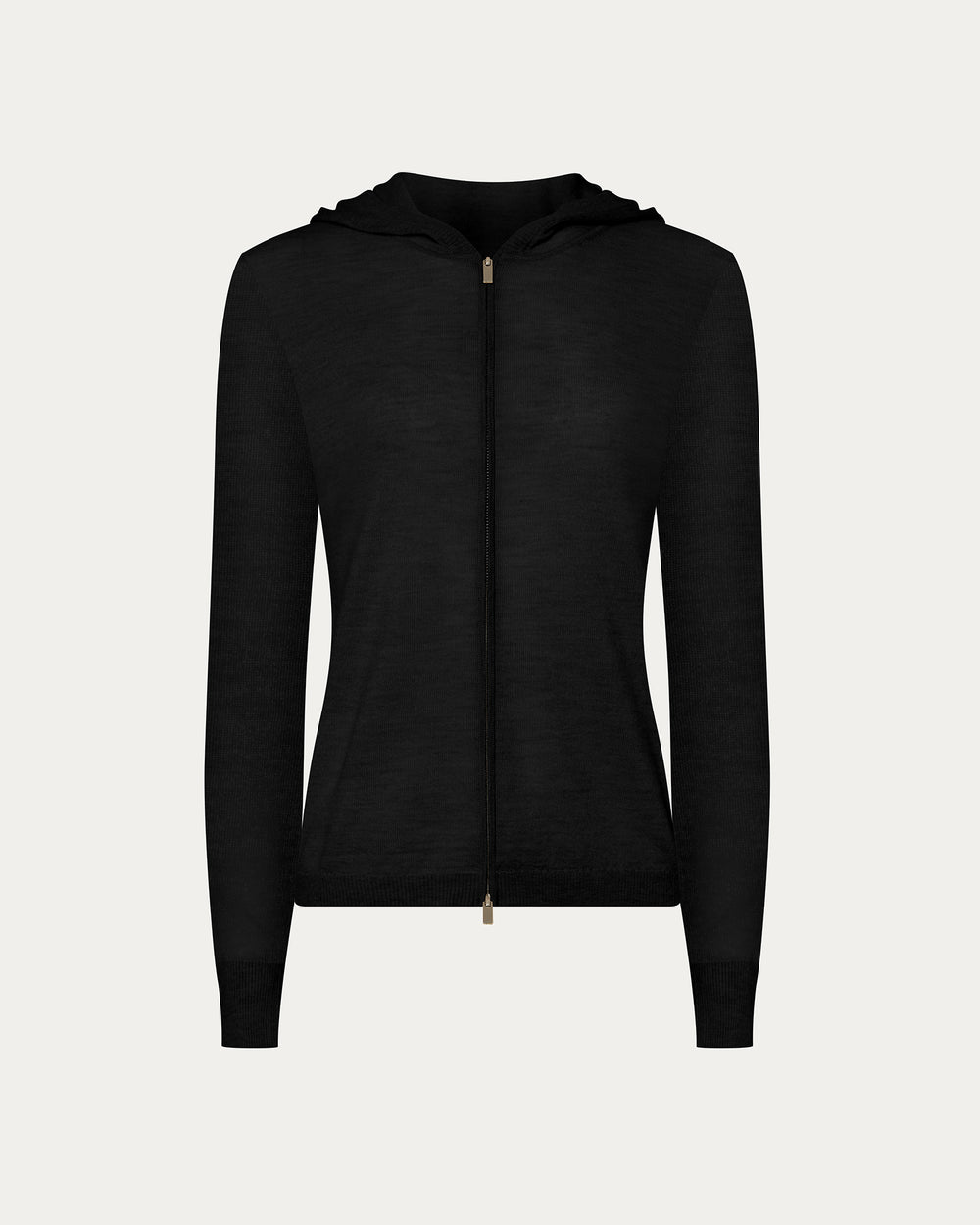 Cashmere Zip-Up Hoodie - Black