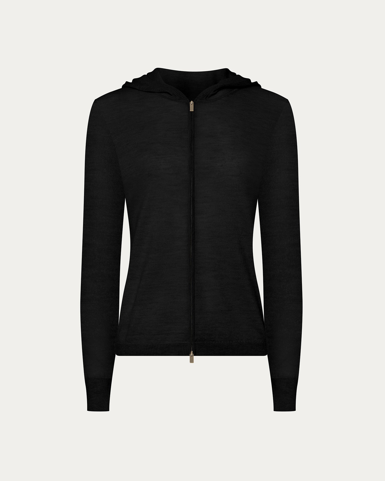 Cashmere Zip-Up Hoodie - Black
