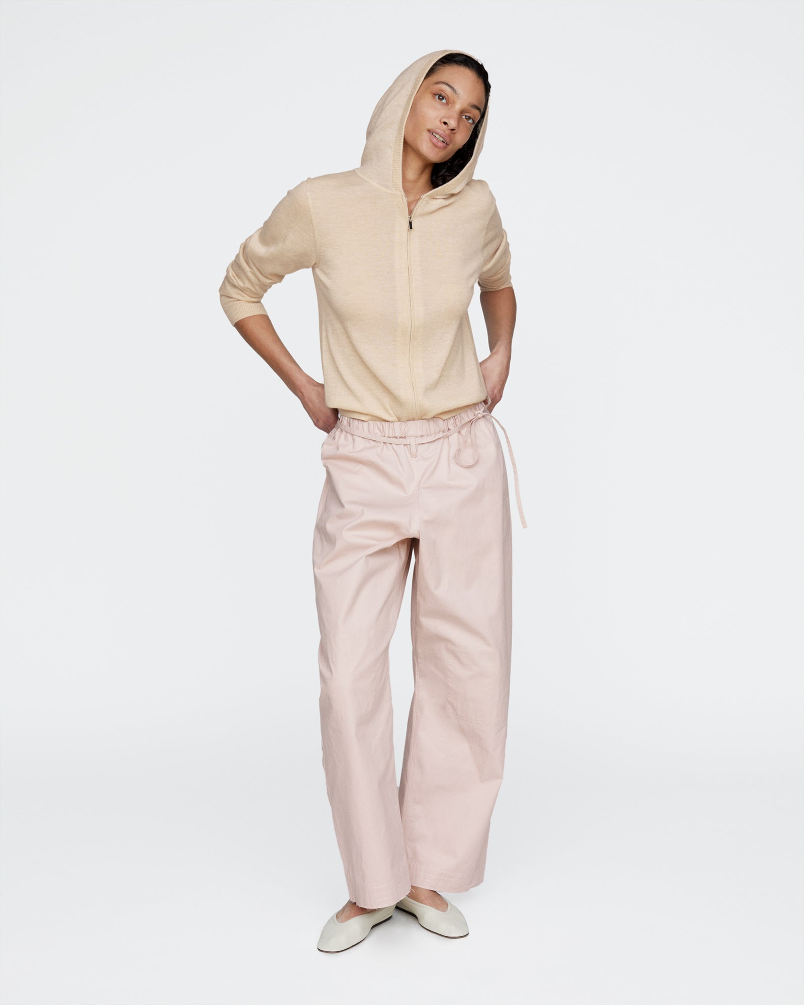 Cashmere Zip-Up Hoodie - Heather Cream
