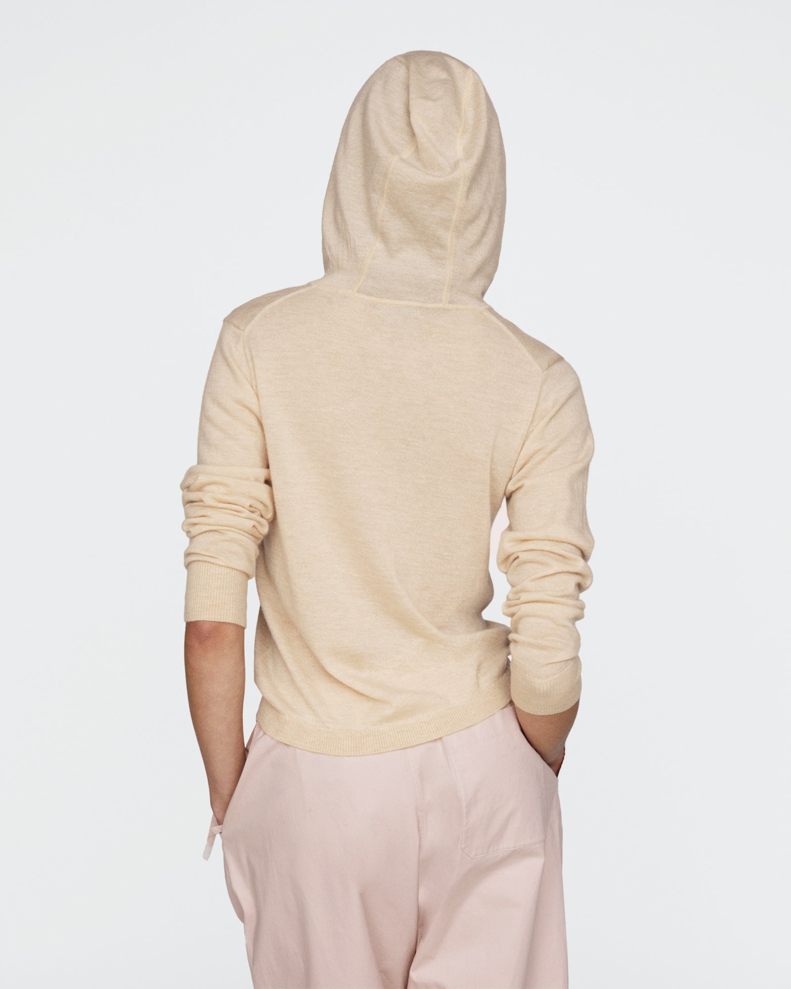 Cashmere Zip-Up Hoodie - Heather Cream