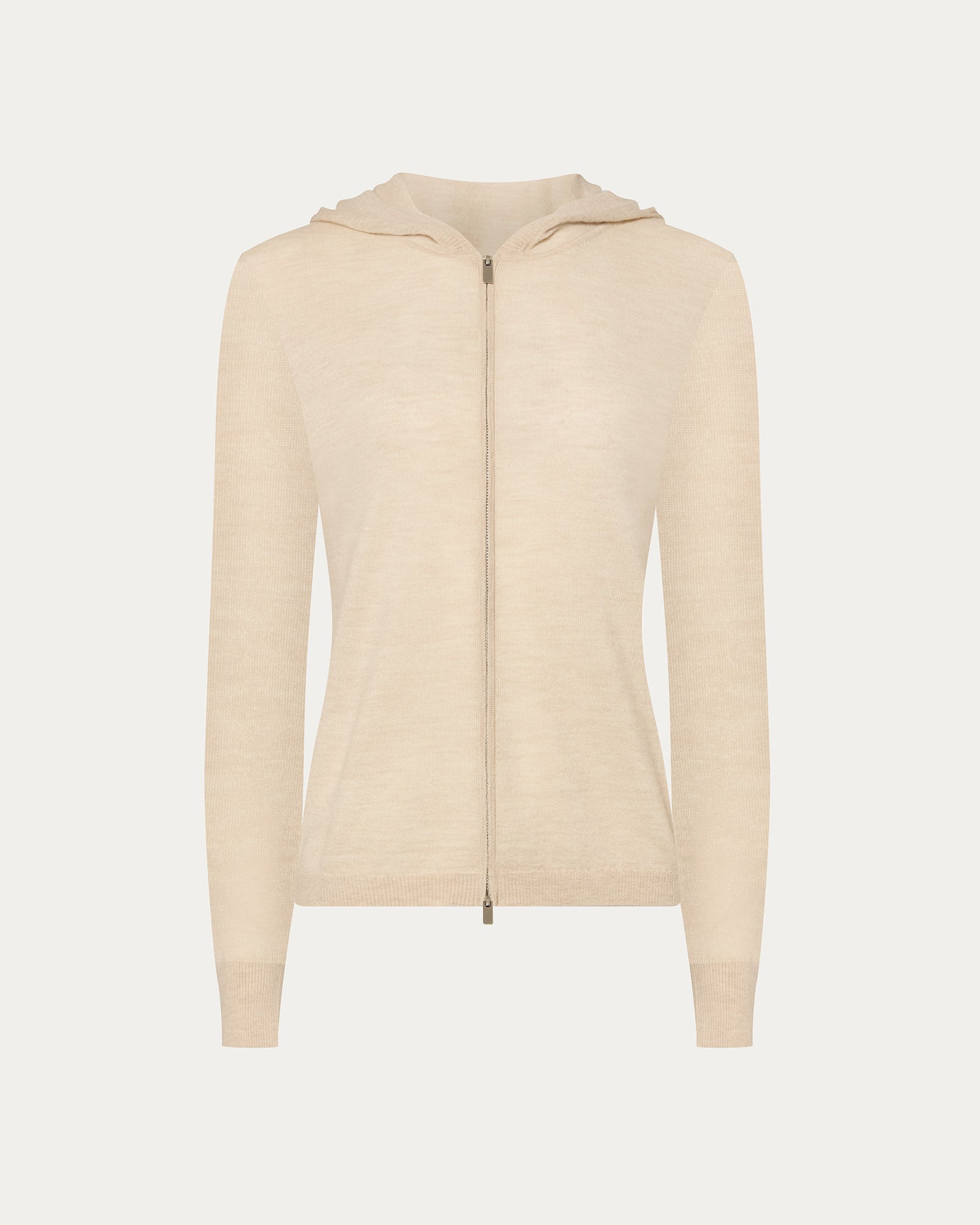 Cashmere Zip-Up Hoodie - Heather Cream