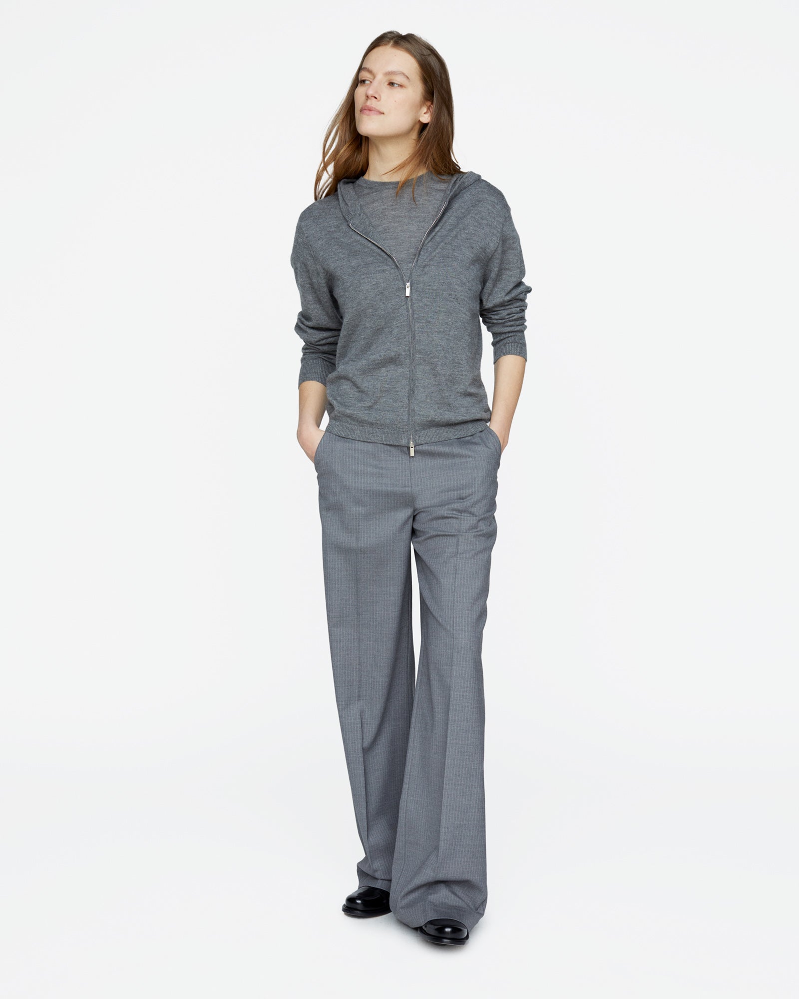 Cashmere Zip-Up Hoodie - Medium Heather Grey – ATM Anthony Thomas