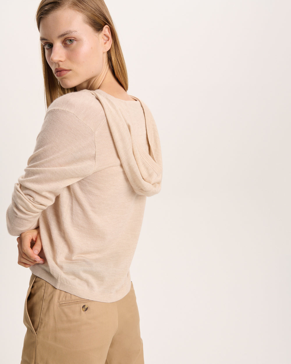 Cashmere Zip-Up Hoodie - Heather Cream