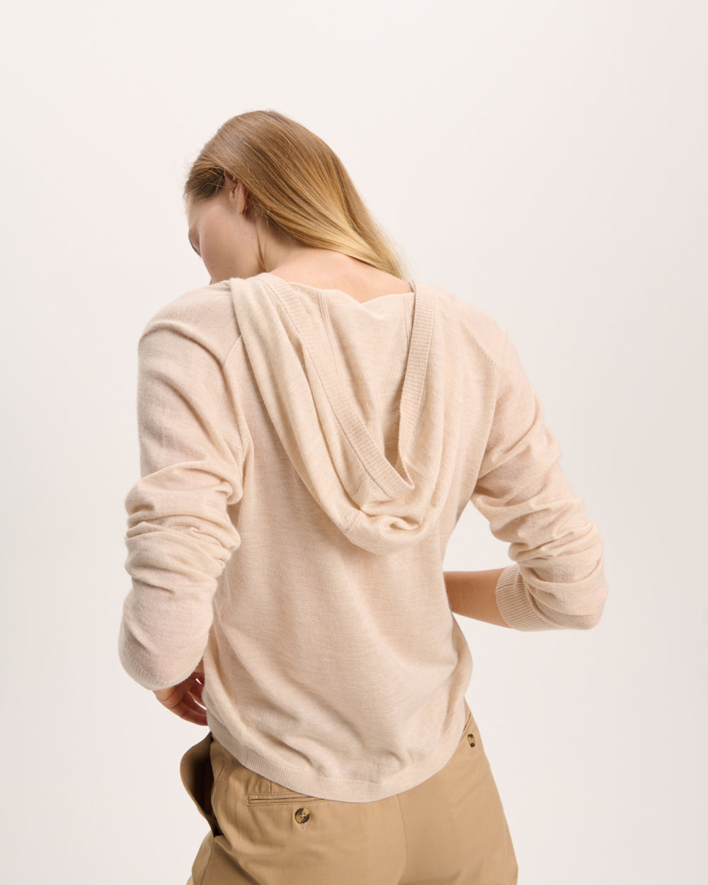 Cashmere Zip-Up Hoodie - Heather Cream