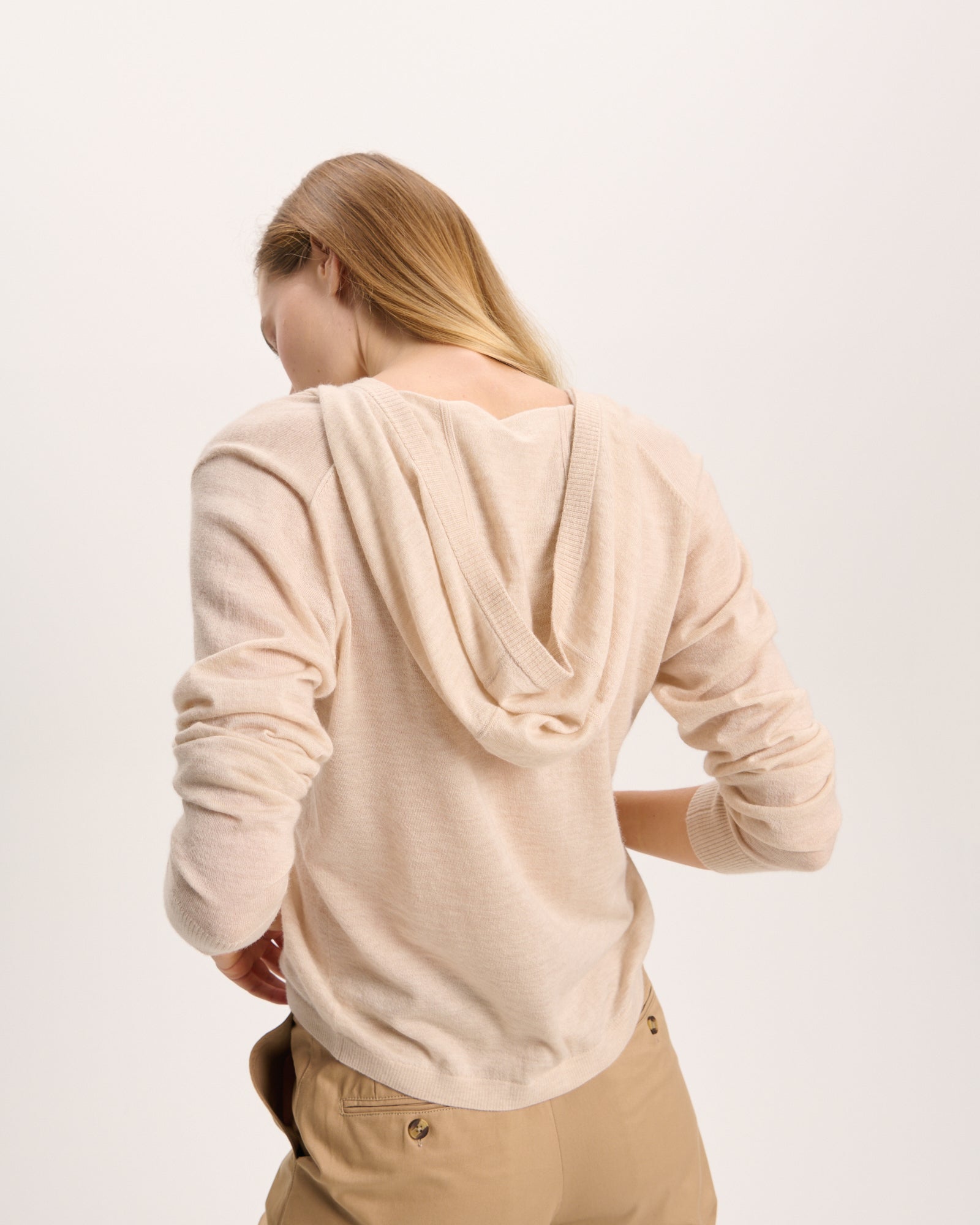 Cashmere Zip-Up Hoodie - Heather Cream