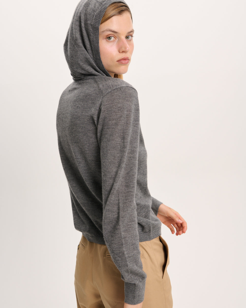 Cashmere Zip-Up Hoodie - Medium Heather Grey
