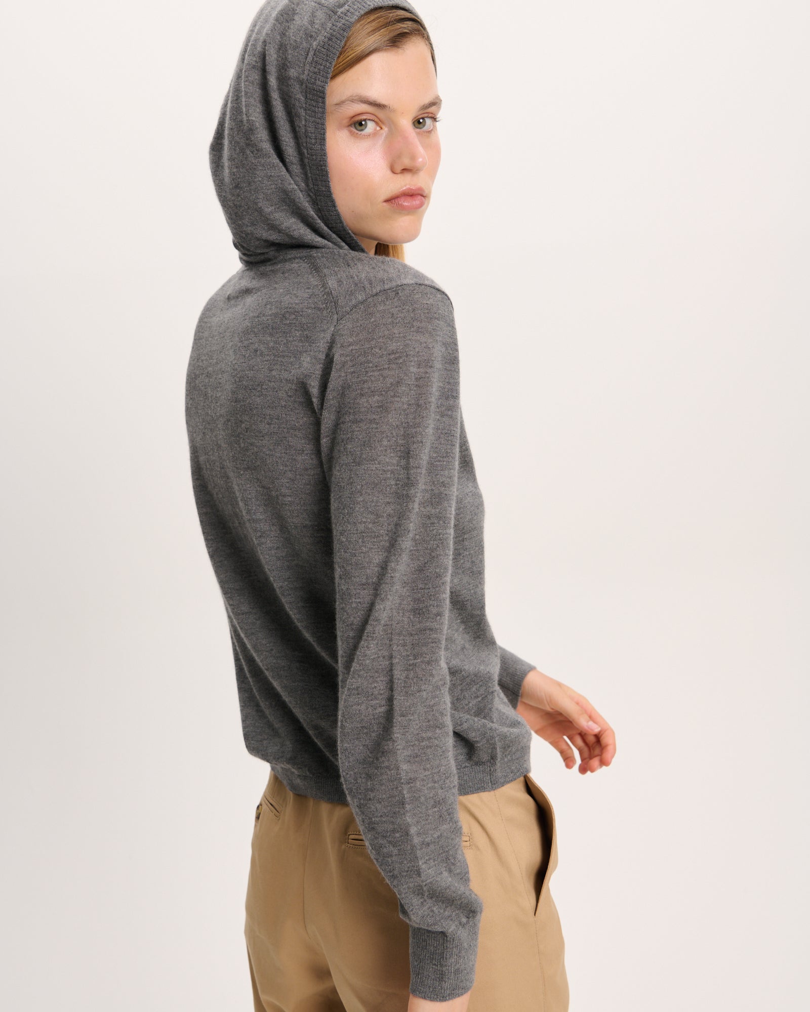 Cashmere Zip-Up Hoodie - Medium Heather Grey