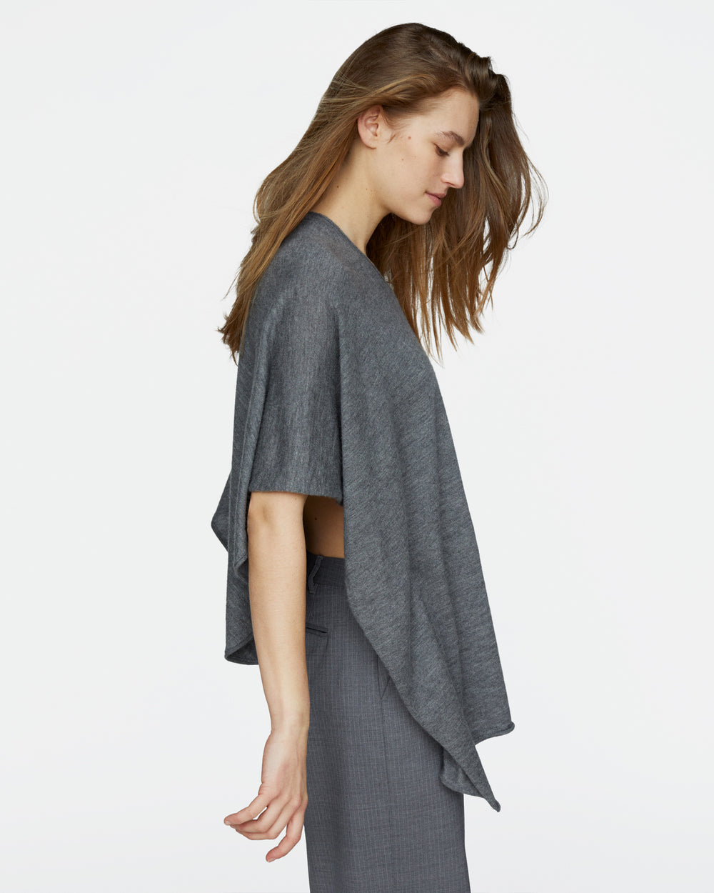 Cashmere Poncho - Medium Heather Grey