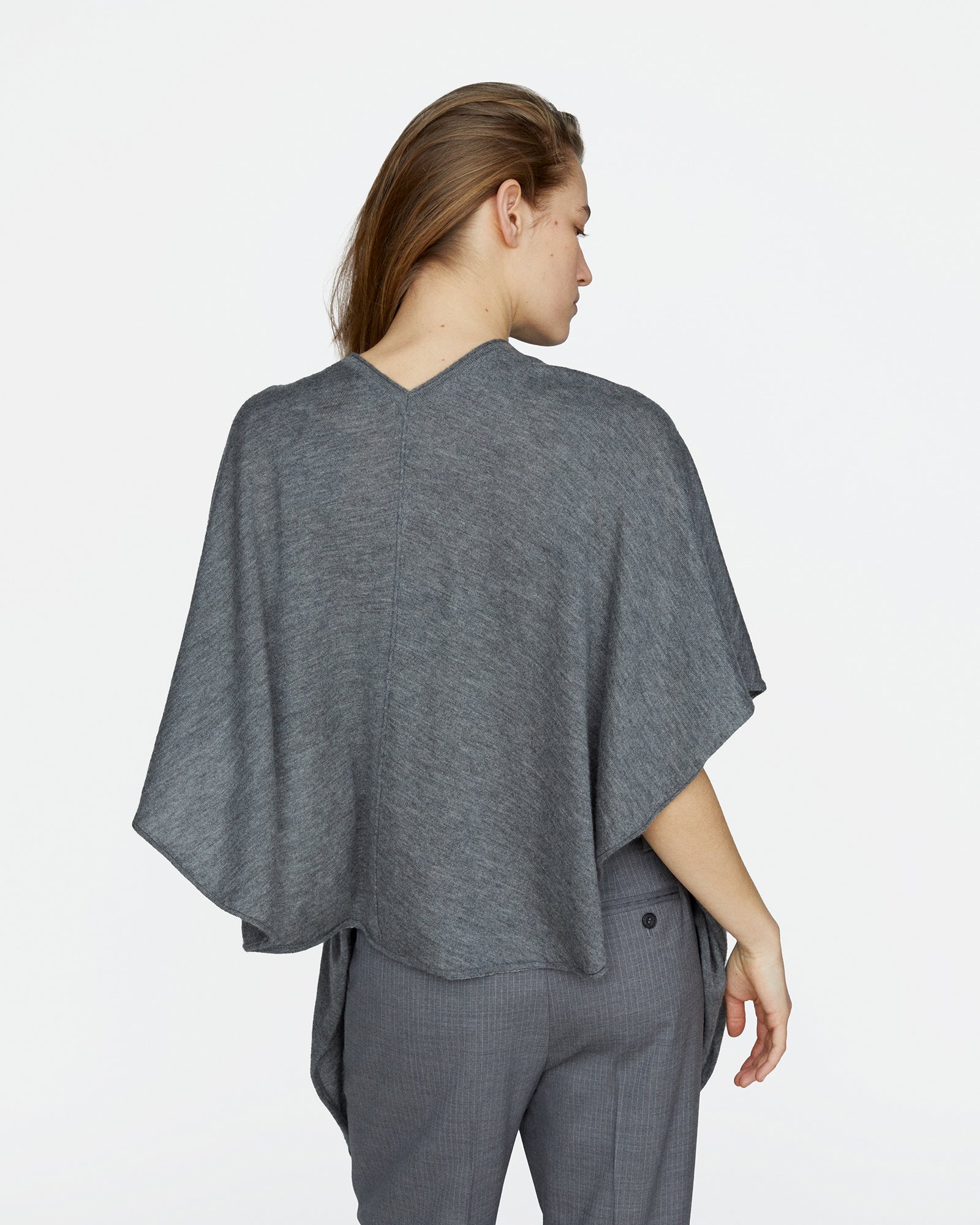 Cashmere Poncho - Medium Heather Grey