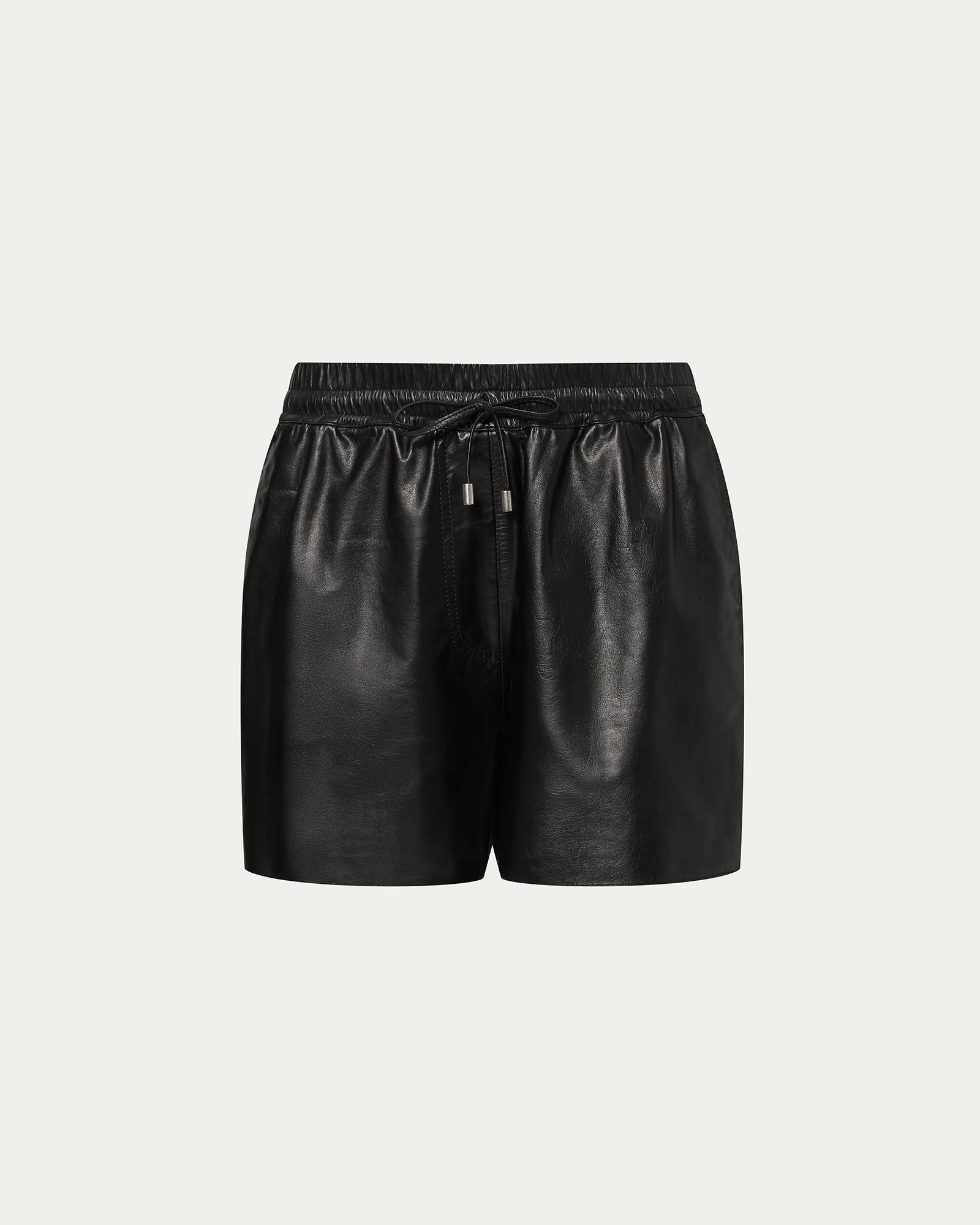 Leather Pull-On Shorts - Black