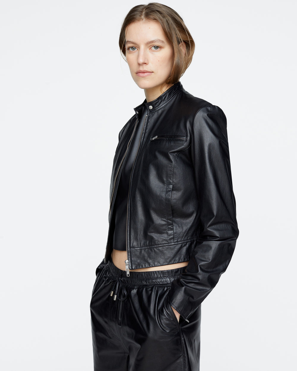 Leather Moto Jacket - Black