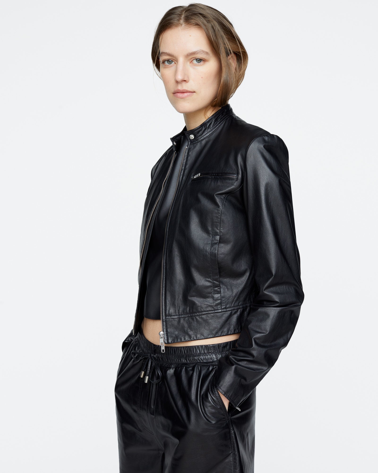 Leather Moto Jacket - Black