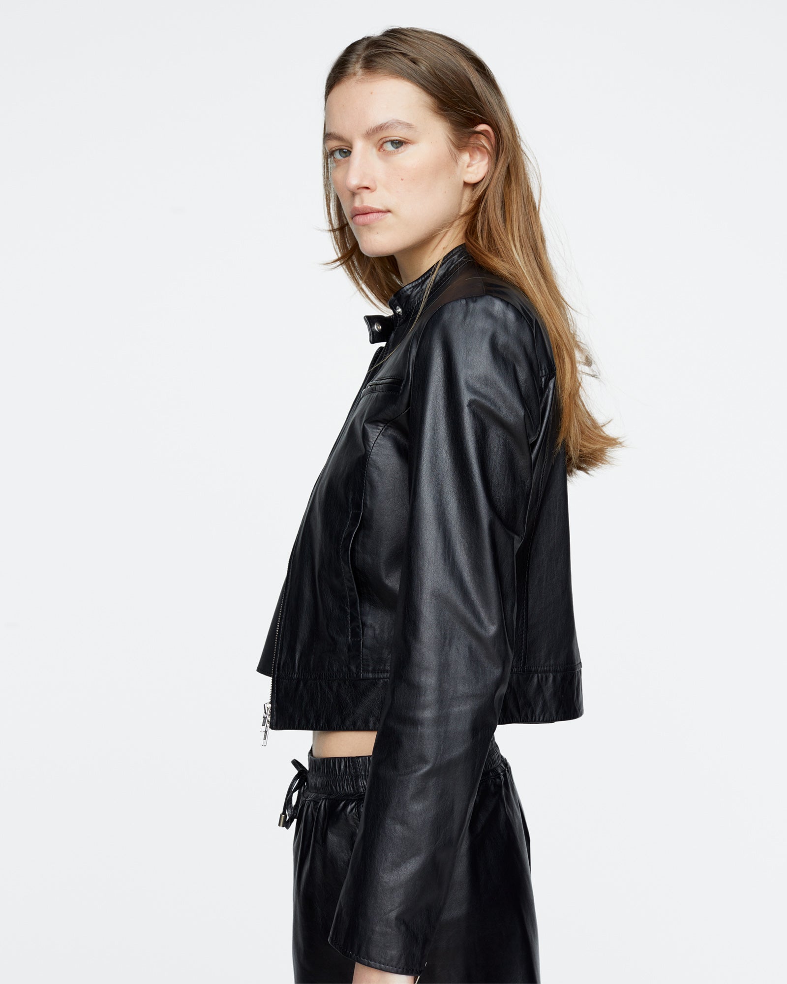 Leather Moto Jacket - Black