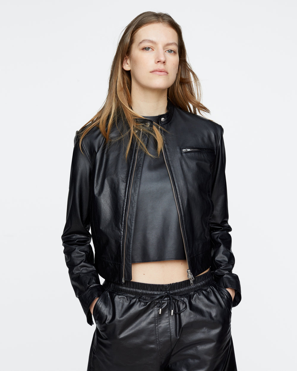 Leather Moto Jacket - Black