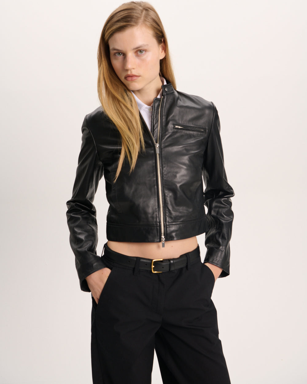 Leather Moto Jacket - Black