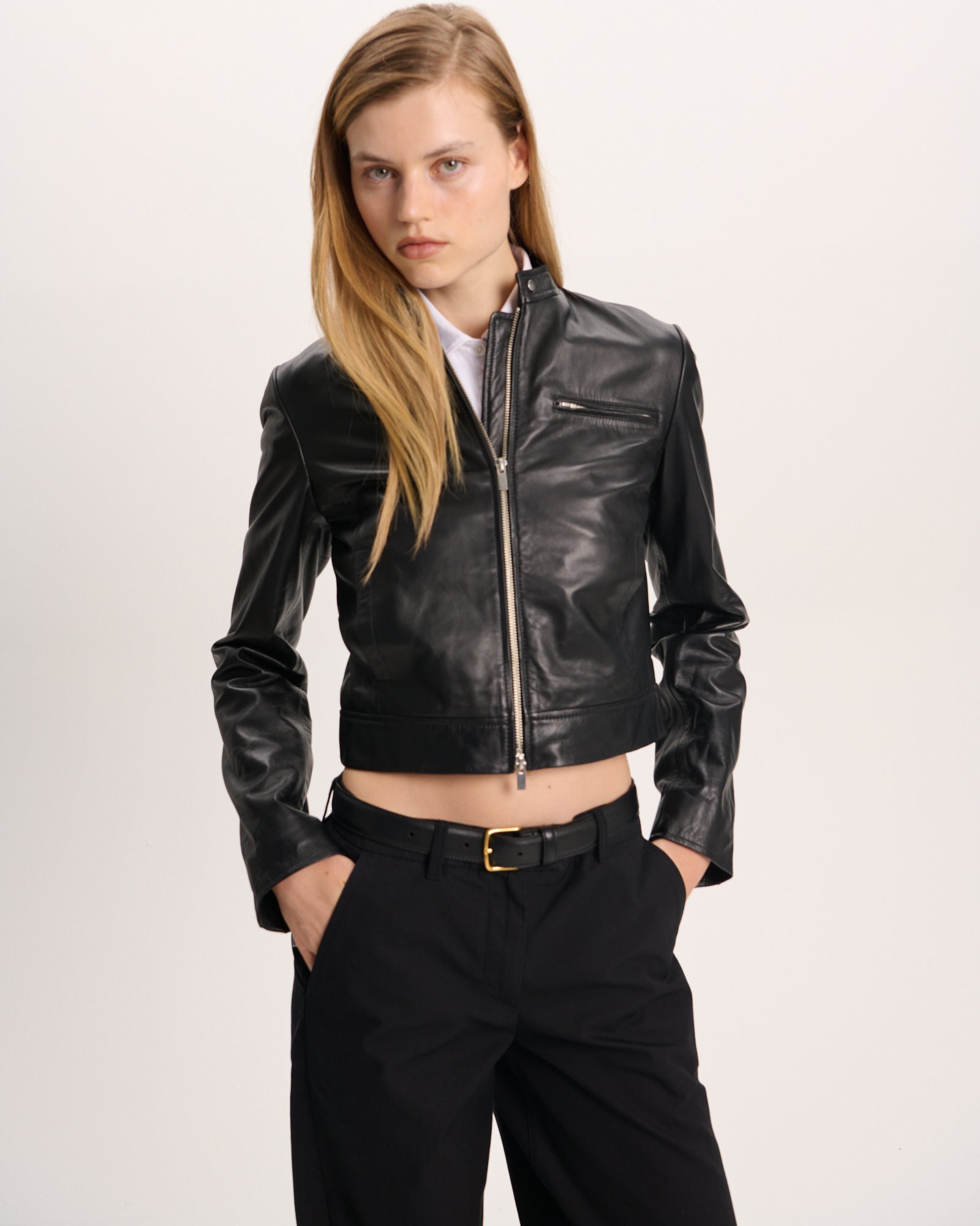 Leather Moto Jacket - Black