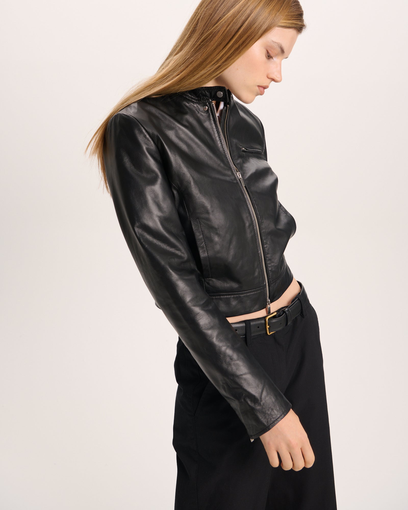 Leather Moto Jacket - Black
