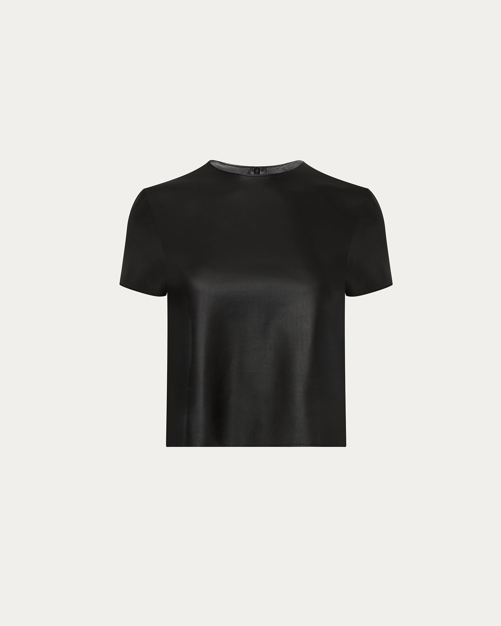 Leather Schoolboy Tee - Black
